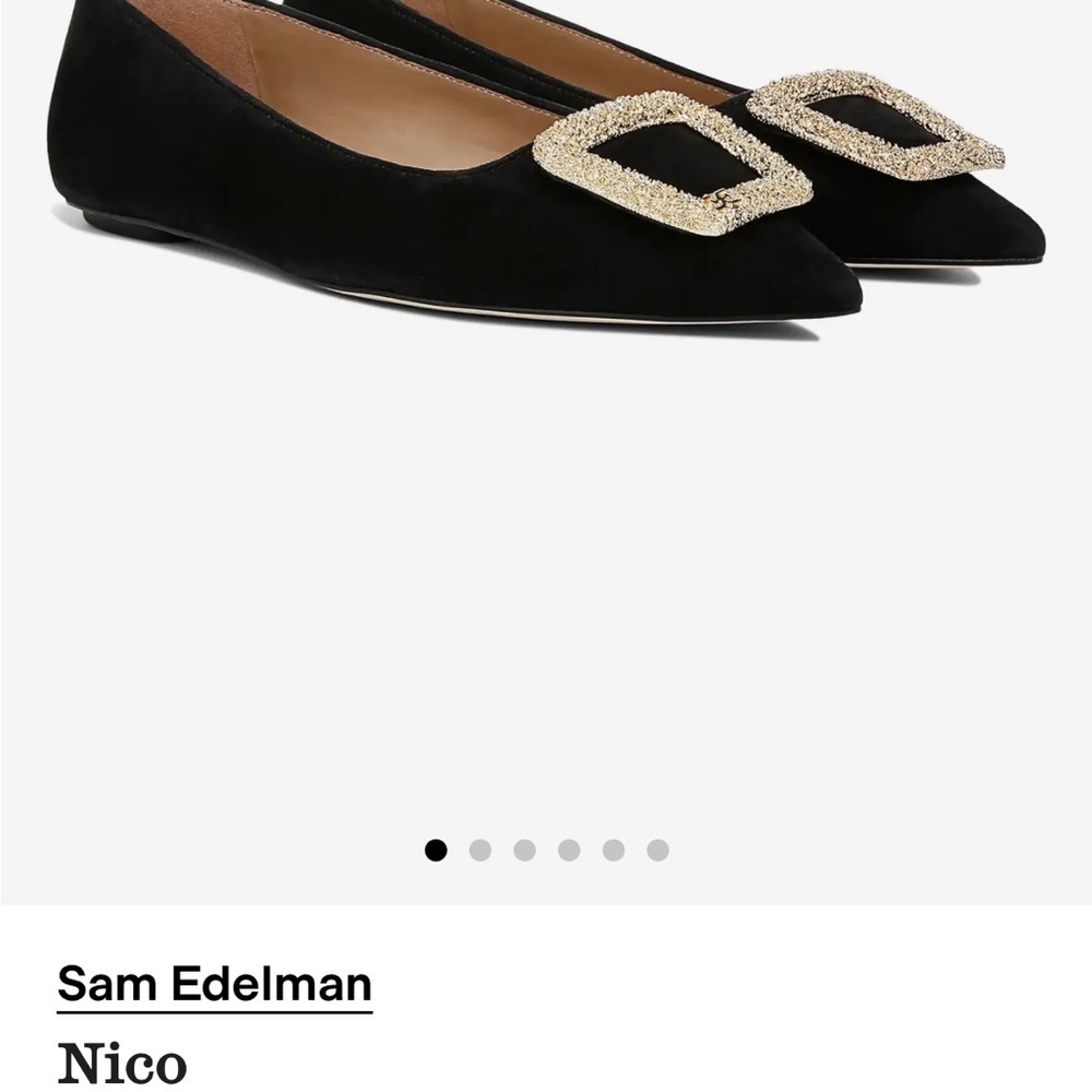 Sam Edelman Black Flats with Glittering Gold Accent